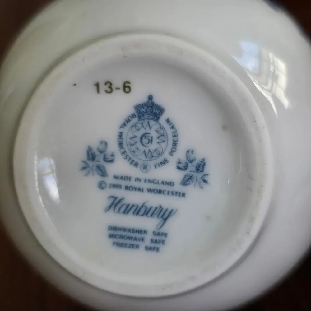 Vintage Royal Worcester Hanbury Milk Jug Blue White Floral Butterfly Cottagecore